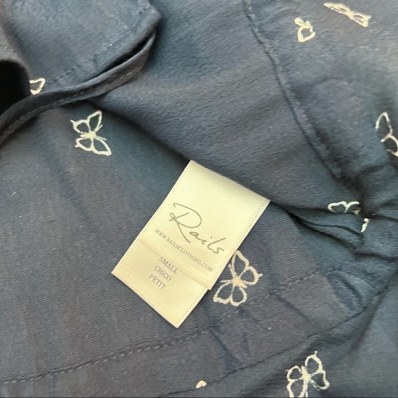 RAILS Beaux Navy Butterflies Long Sleeve Button Up Blouse Top Size.S - Picture 10 of 15